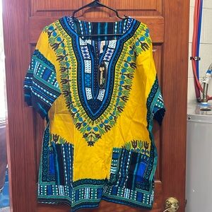 ShoreLine African Style Dashiki Unisex YELLOW Short Sleeve Top